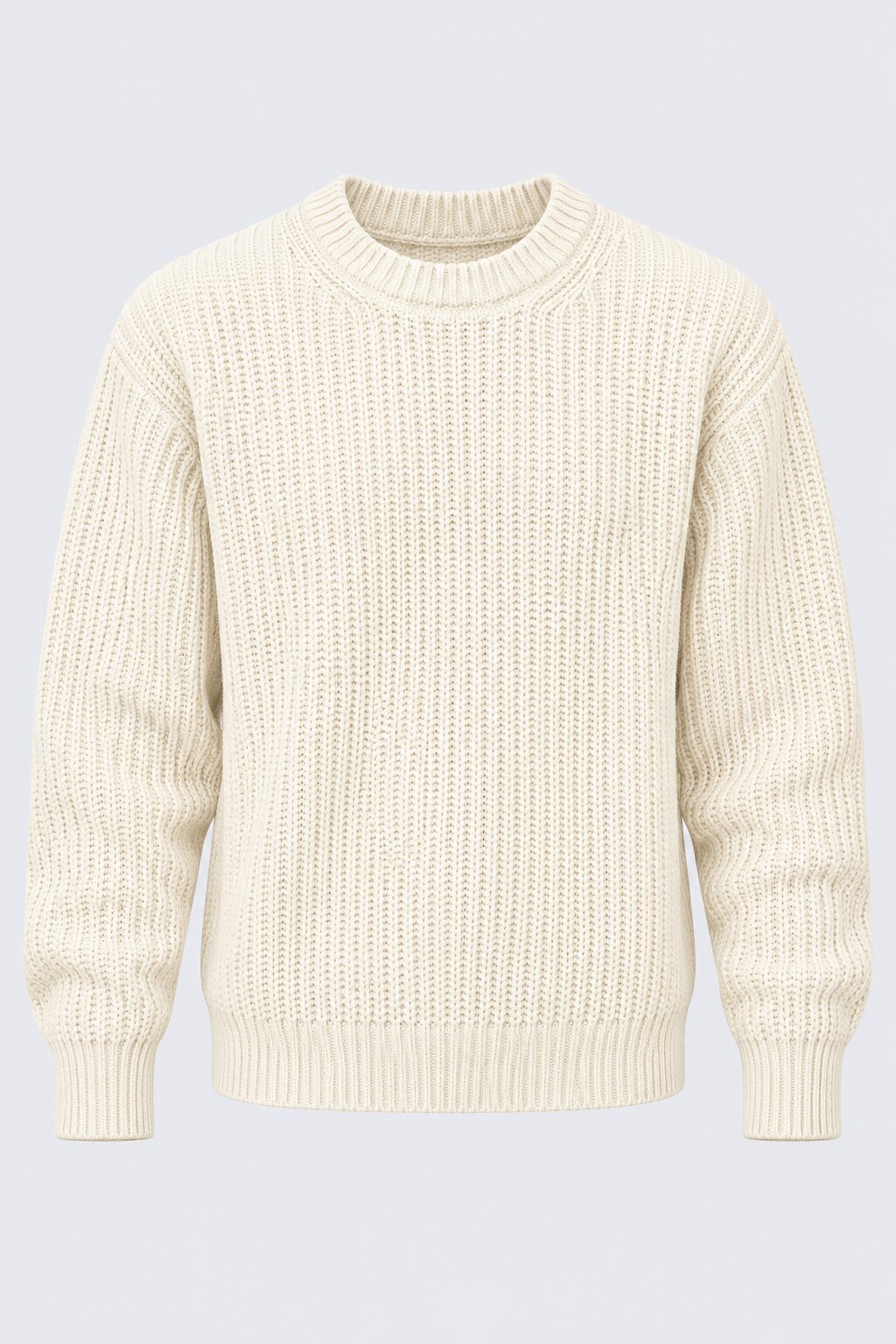 Mens Off White Knitted Regular Fit Sweater - Image 6