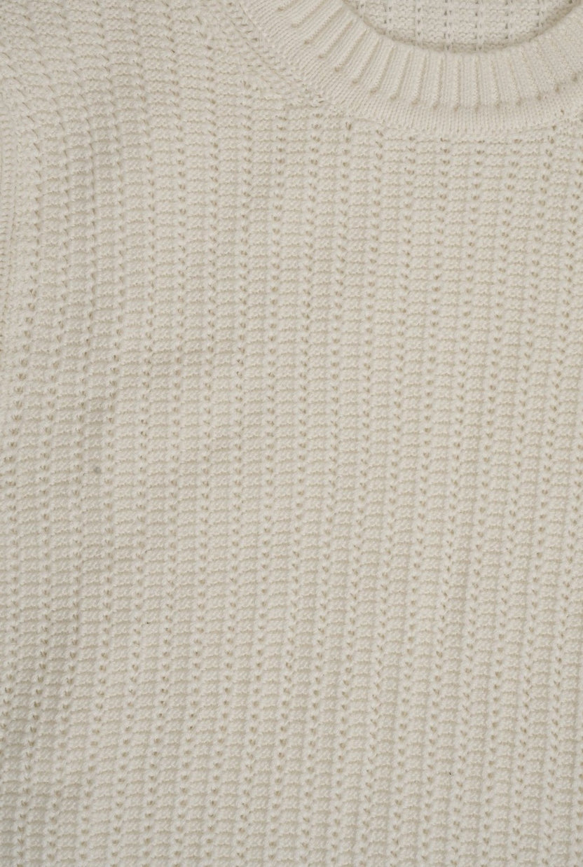 Mens Off White Knitted Regular Fit Sweater - Image 7