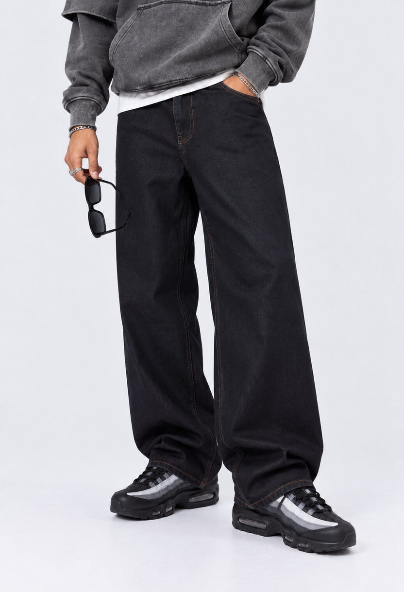Mens Black Ultra Baggy Fit Jeans With 5 Pocket - Image 1