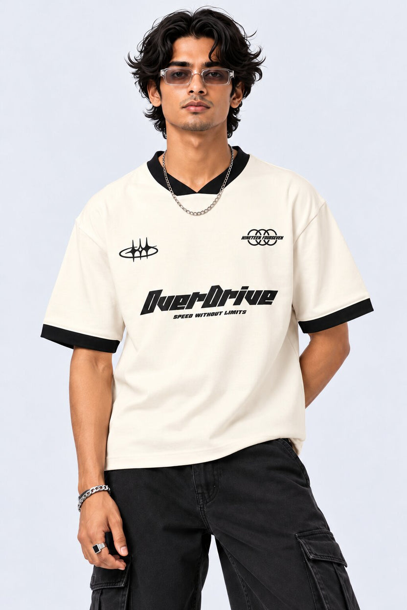 Mens Off White Typographic T-Shirt - Image 1