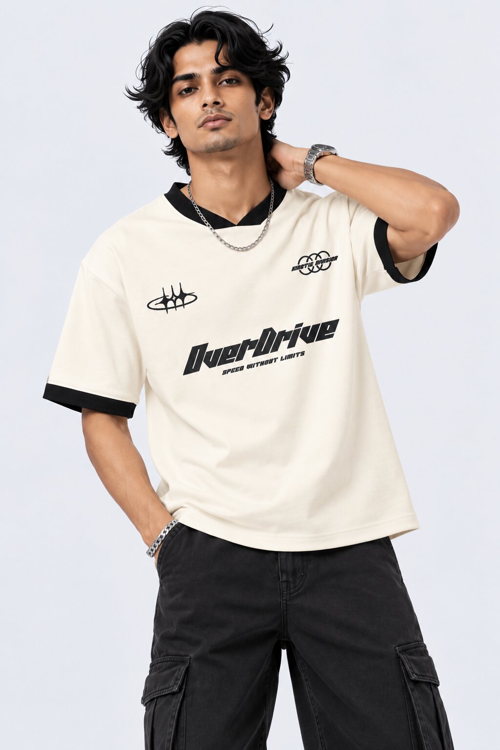 Mens Off White Typographic T-Shirt - Image 2