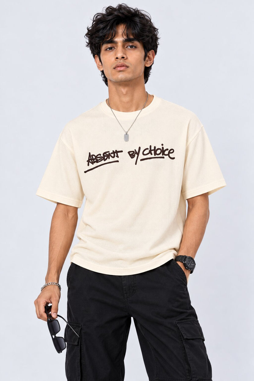 Mens Cream Letter Printed T-Shirt - Image 1
