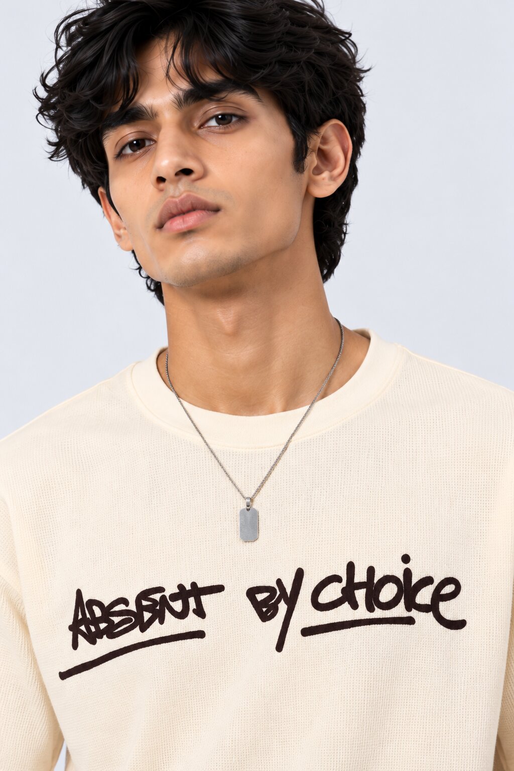 Mens Cream Letter Printed T-Shirt - Image 3