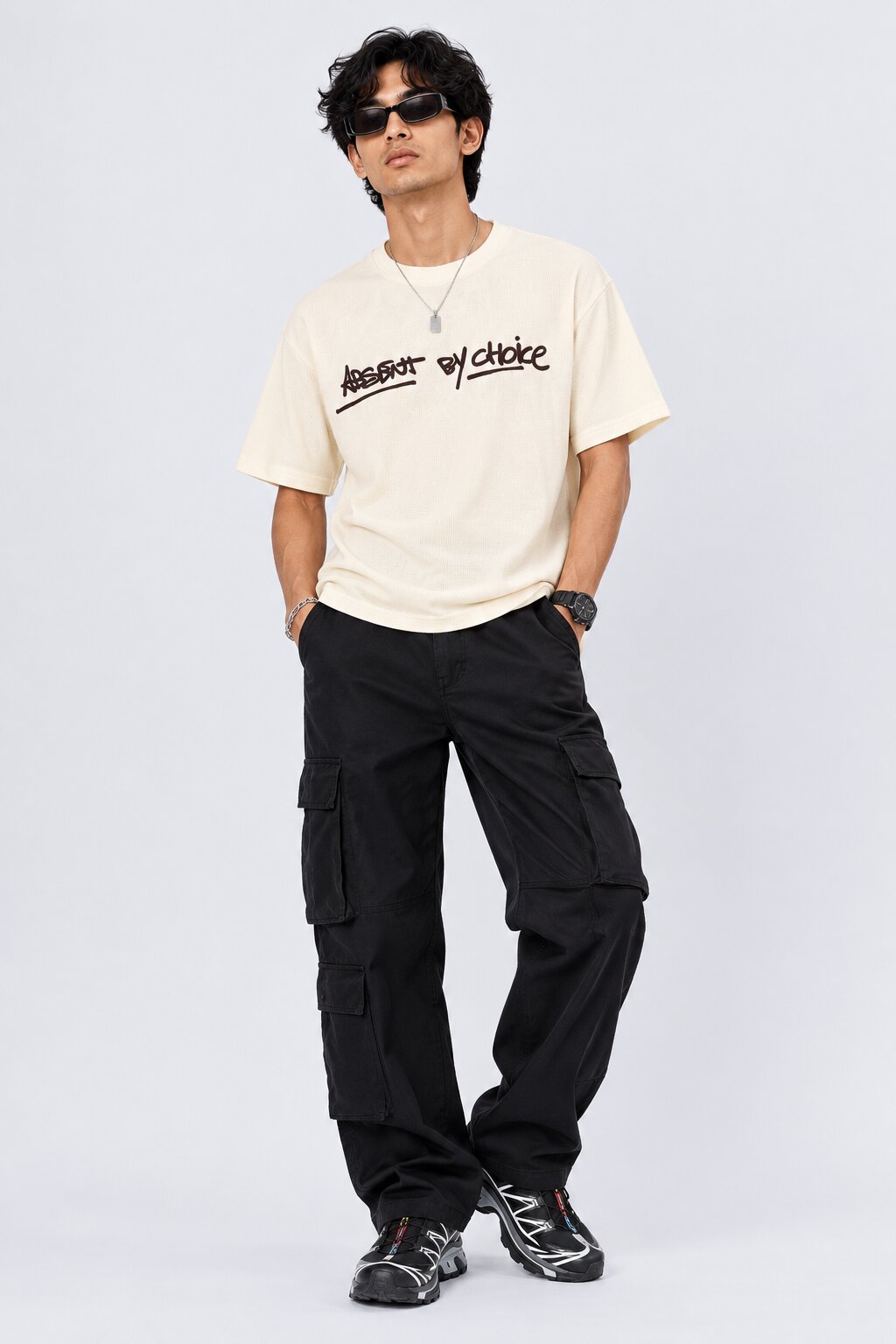 Mens Cream Letter Printed T-Shirt - Image 6