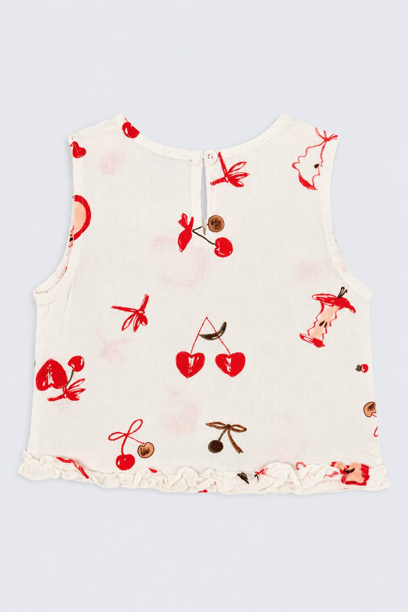 Girls Off White Cherry Loose Fit Co-Ord Set - Image 4