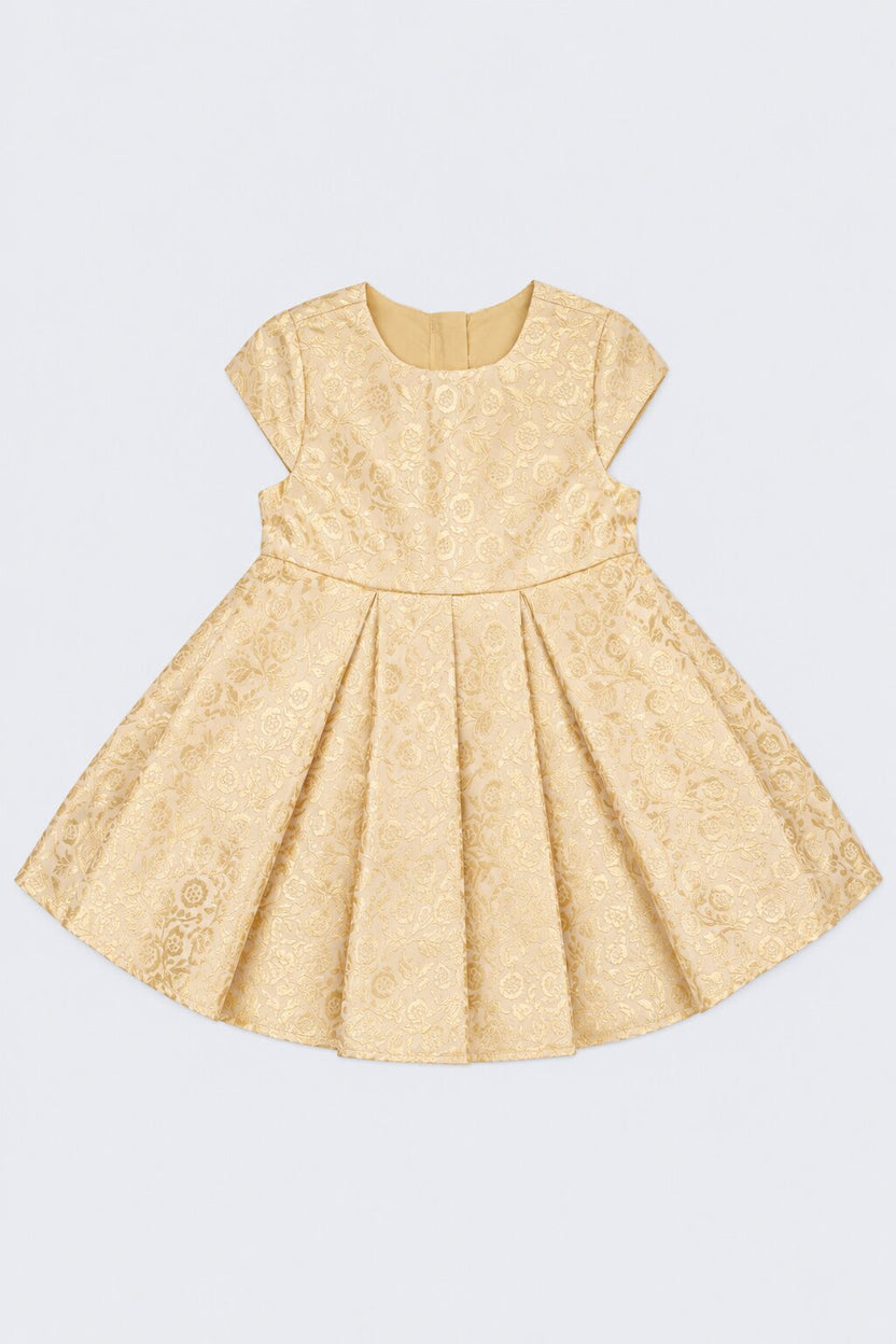 Girls Beige Paisley Print Fit & Flare Dress - Image 2