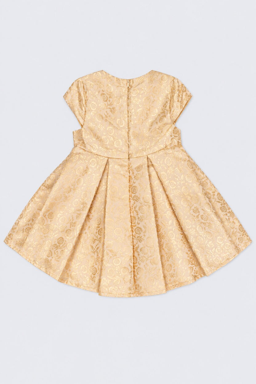 Girls Beige Paisley Print Fit & Flare Dress - Image 4