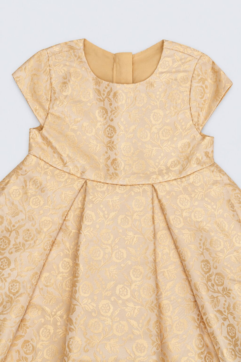 Girls Beige Paisley Print Fit & Flare Dress - Image 6