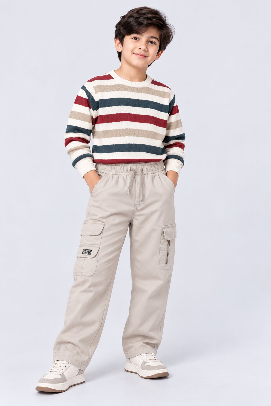 Tweens Boys Beige Jogger Fit Cargo Trouser With 8 Pocket - Image 1