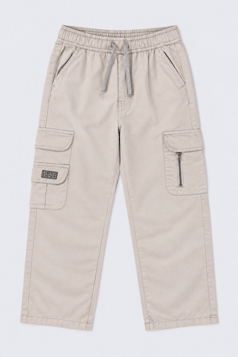 Tweens Boys Beige Jogger Fit Cargo Trouser With 8 Pocket - Image 2