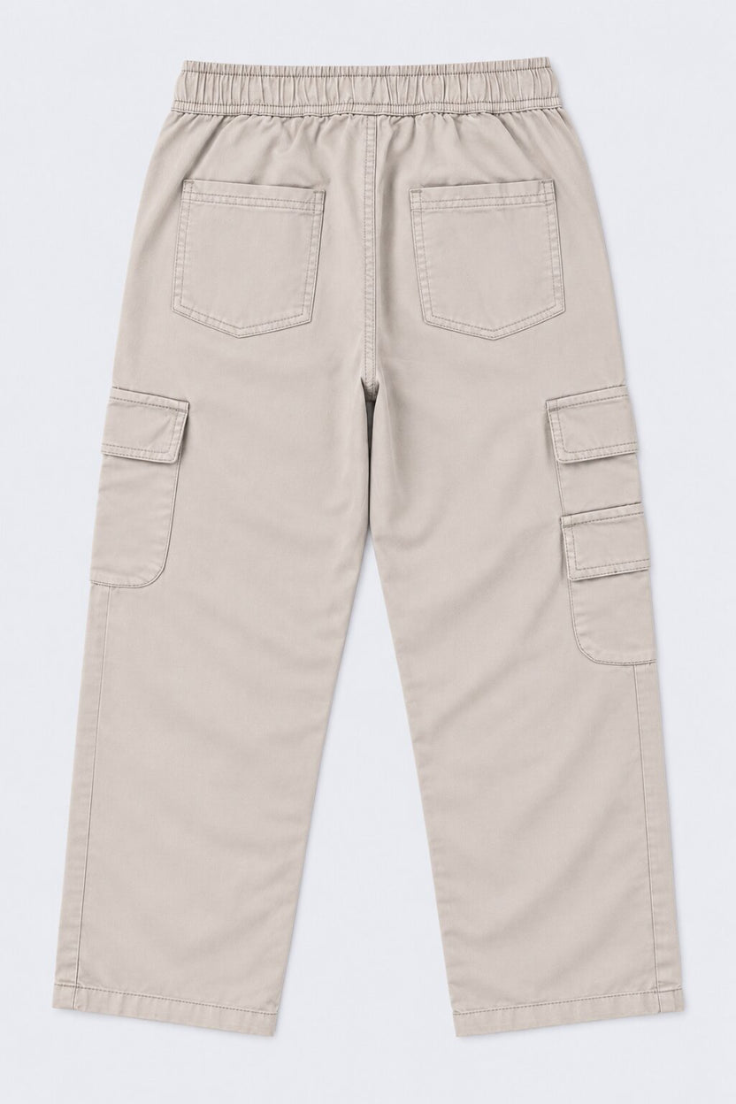 Tweens Boys Beige Jogger Fit Cargo Trouser With 8 Pocket - Image 4