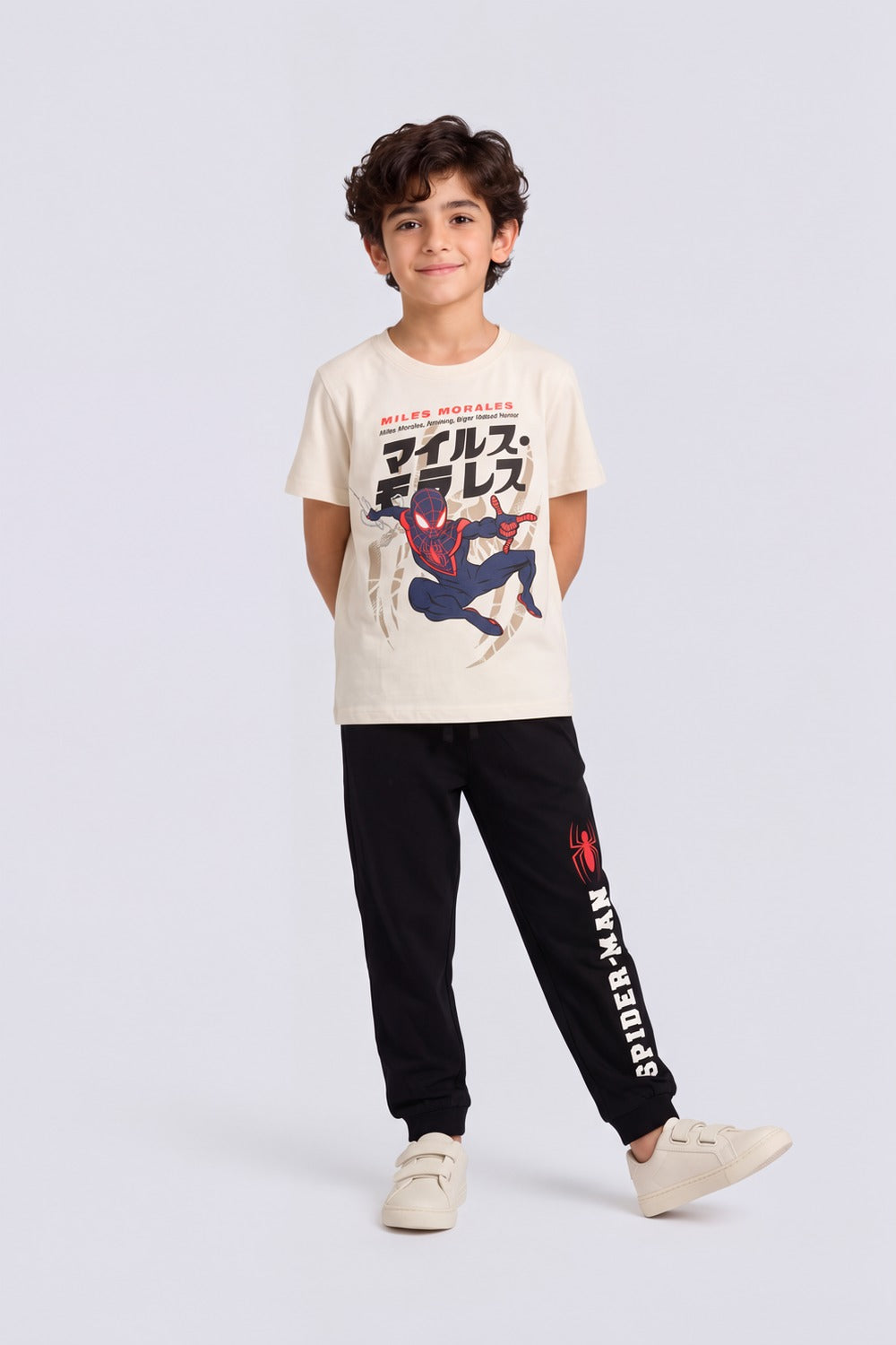 Tweens Boys Cream Spider Man Graphic Co-Ord Set - Image 1