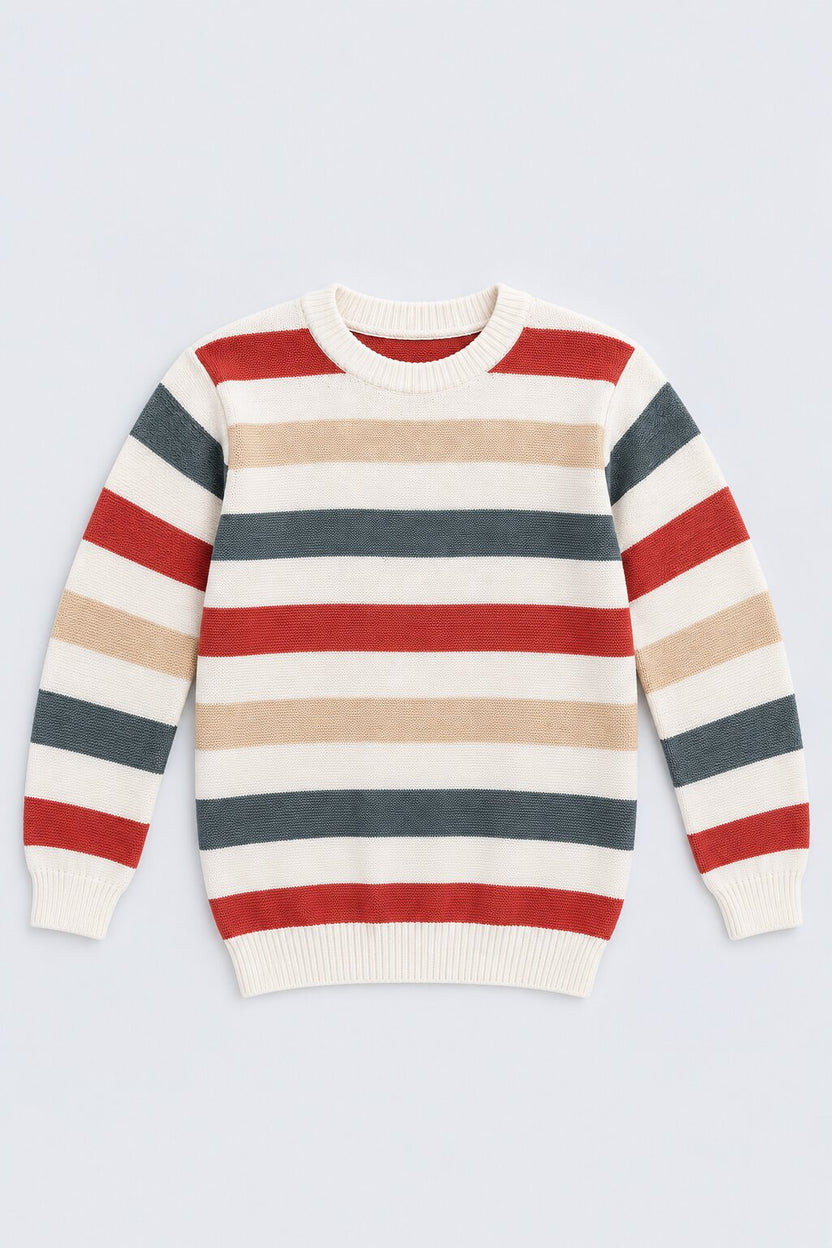 Tweens Boys Multi Coloured Striped Sweater - Image 2