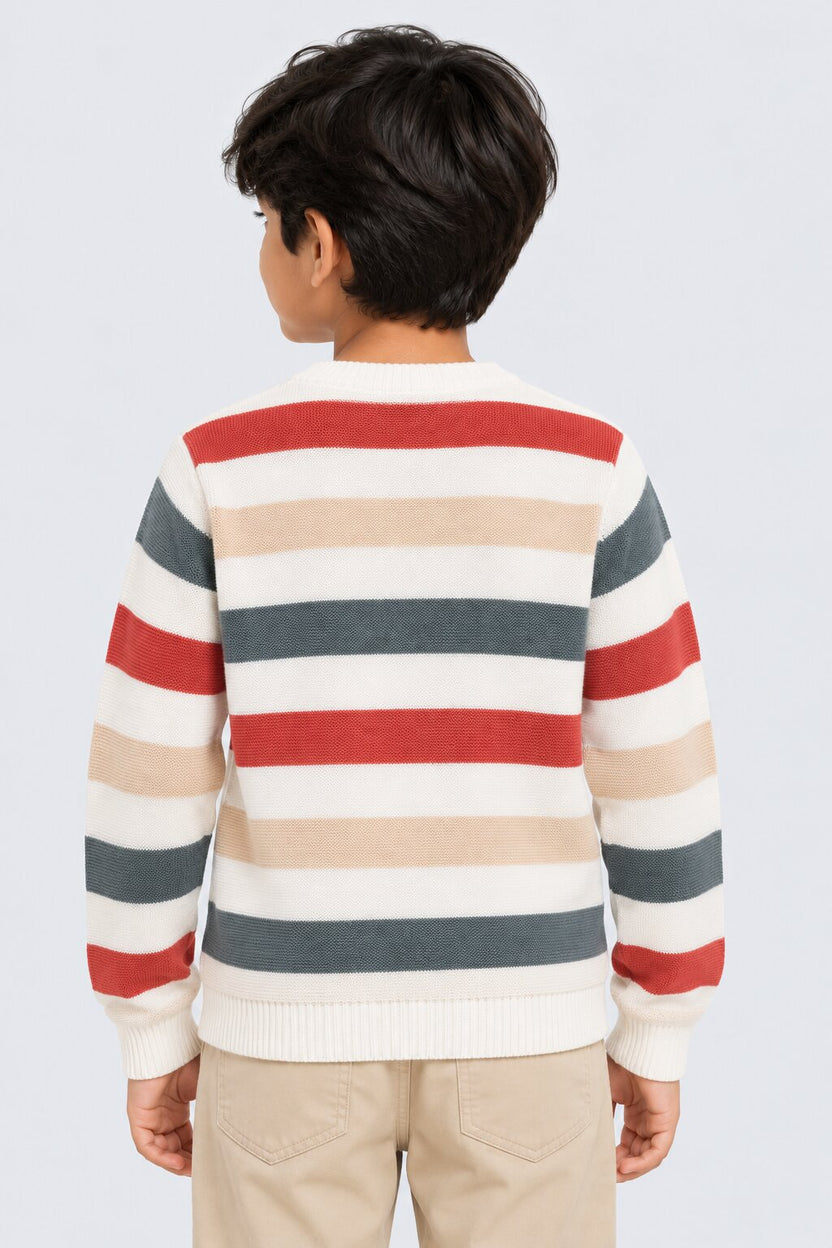Tweens Boys Multi Coloured Striped Sweater - Image 3