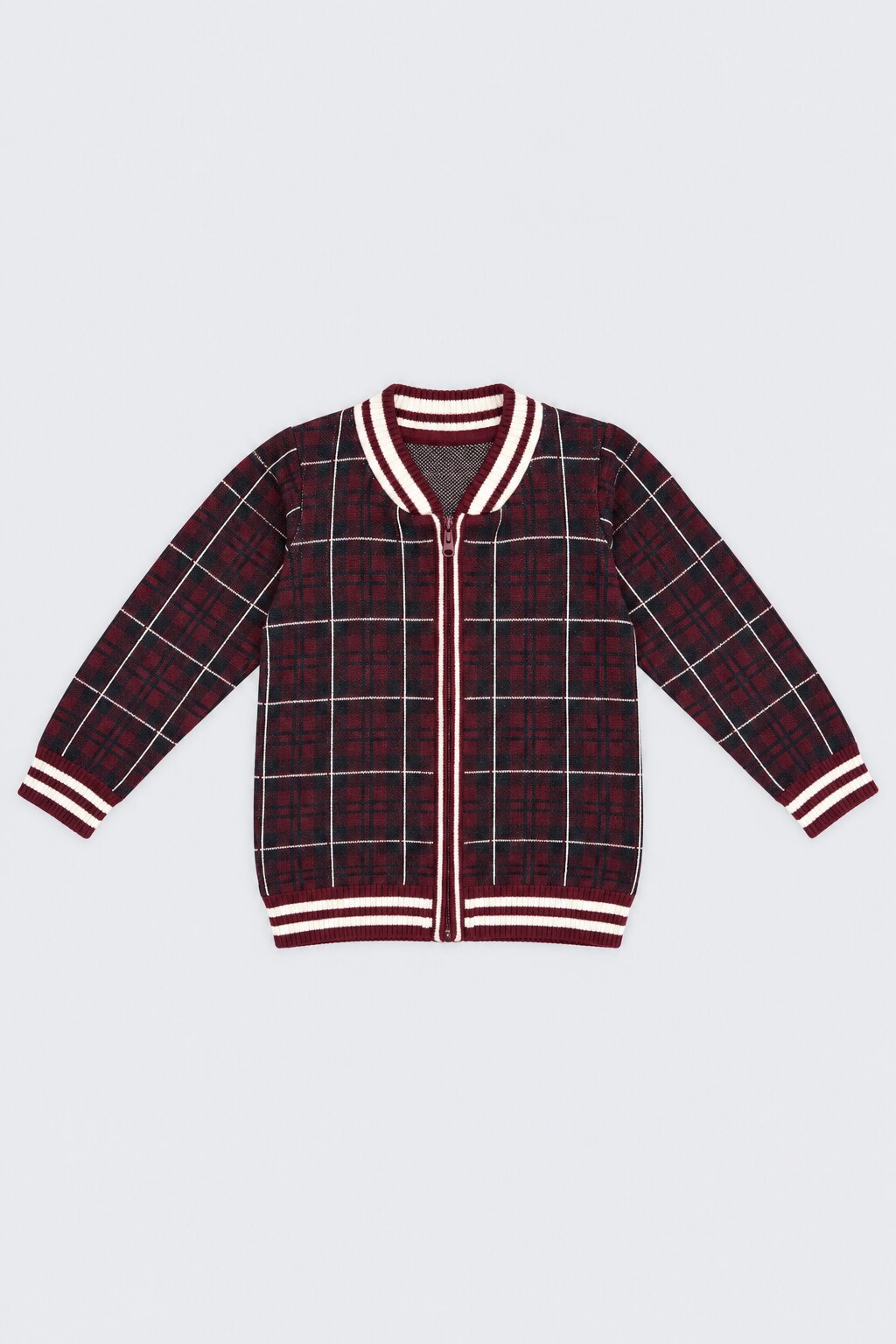 Tweens Boys Red Cotton Checked Sweater - Image 2