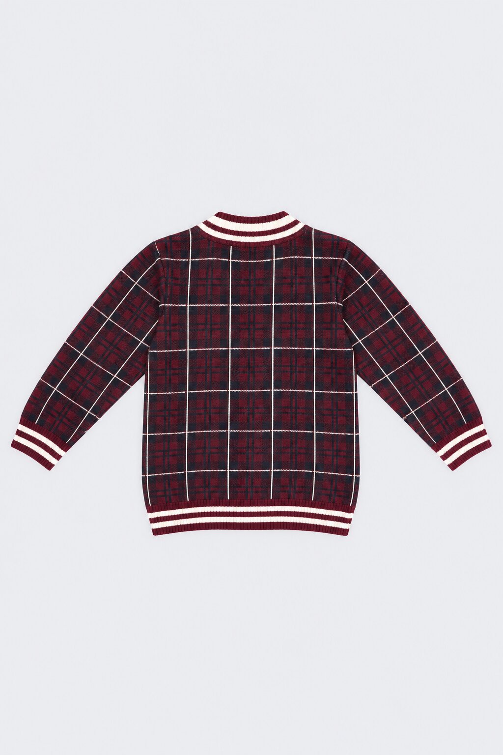 Tweens Boys Red Cotton Checked Sweater - Image 4