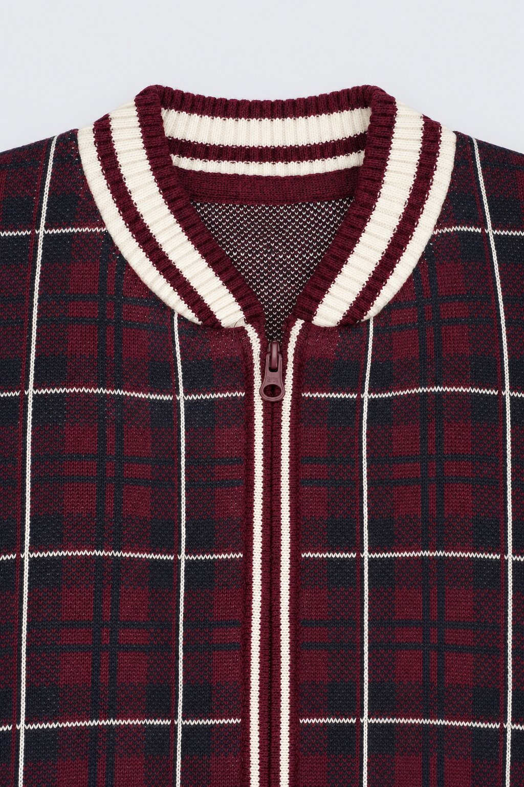 Tweens Boys Red Cotton Checked Sweater - Image 5