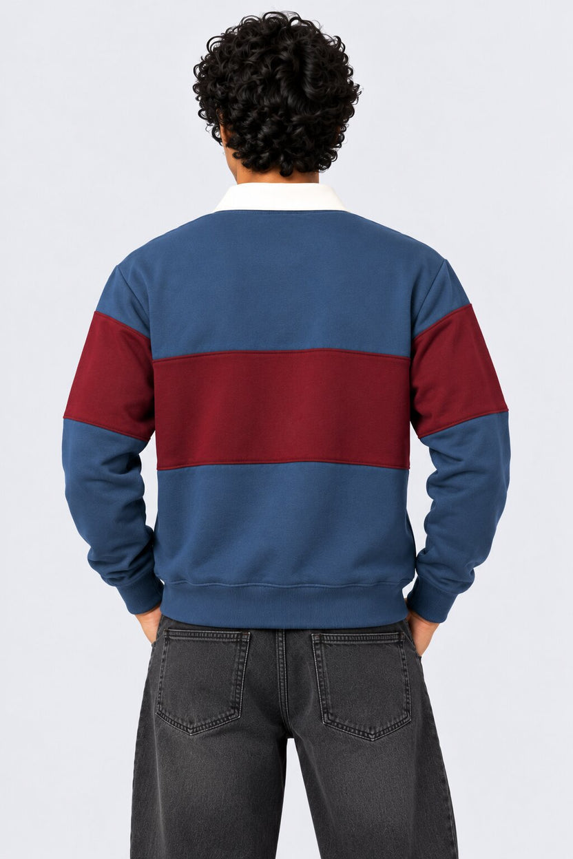 Mens Navy Cotton Blend Regular Fit Sweatshirt - Image 5