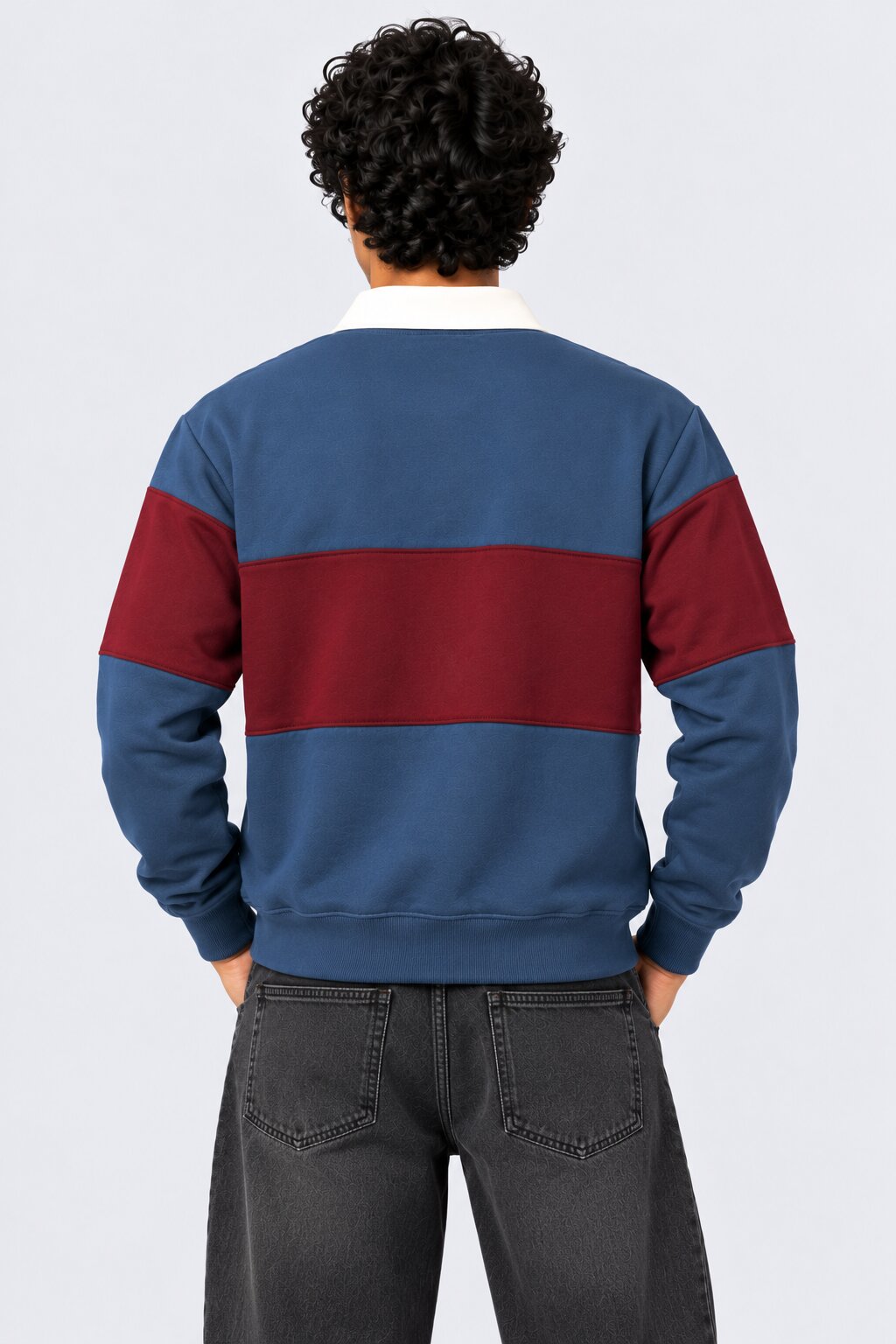 Mens Navy Cotton Blend Regular Fit Sweatshirt - Image 5