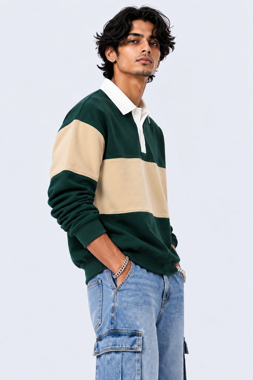 Mens Dark Green Cotton Blend Regular Fit Sweatshirt - Image 4