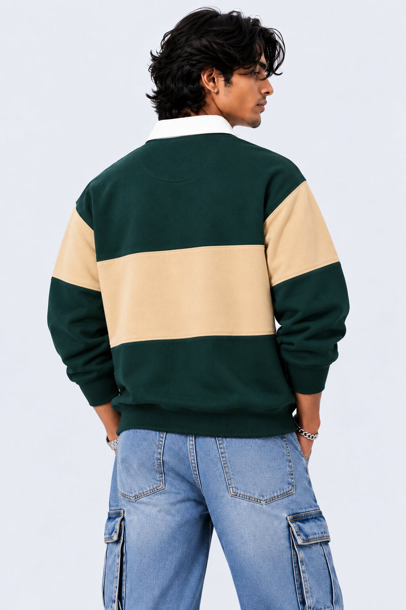 Mens Dark Green Cotton Blend Regular Fit Sweatshirt - Image 5