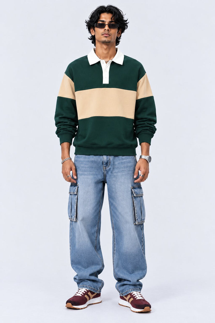 Mens Dark Green Cotton Blend Regular Fit Sweatshirt - Image 6