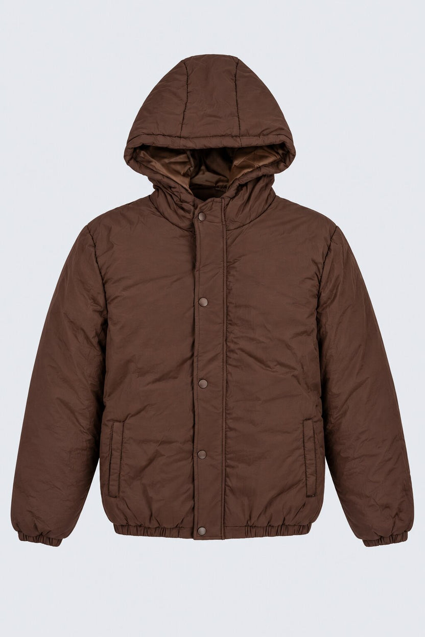 Mens Brown Wear Regular Fit Hooded Jacket - Image 7