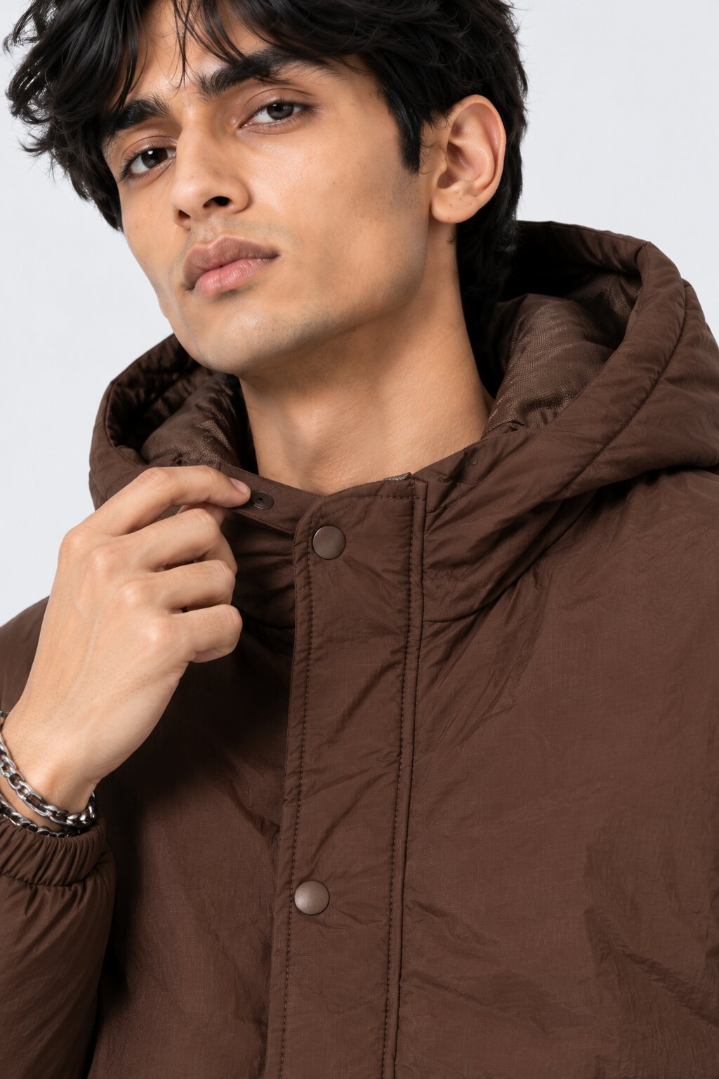 Mens Brown Wear Regular Fit Hooded Jacket - Image 9