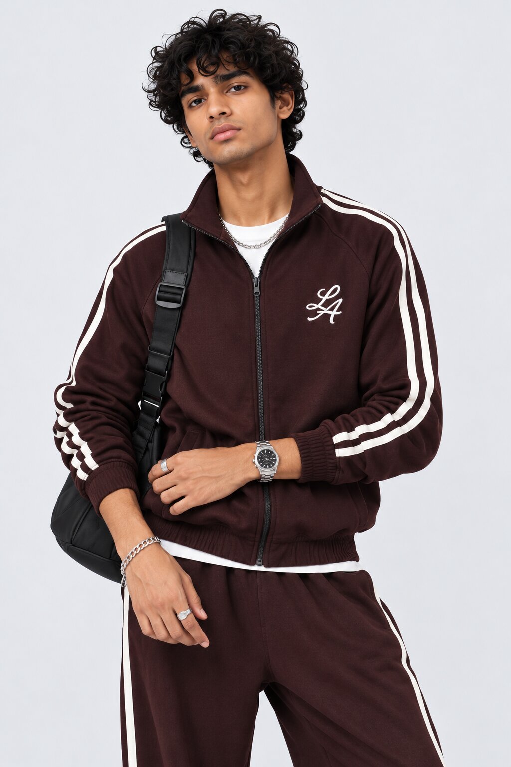 Mens Maroon Raglan Sleeves Regular Fit Jacket - Image 1
