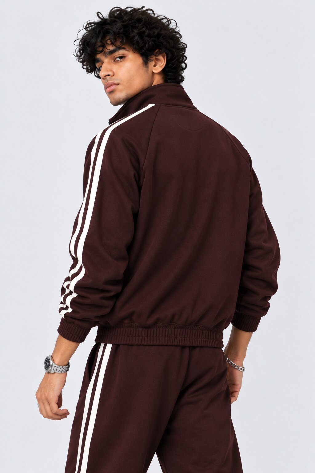 Mens Maroon Raglan Sleeves Regular Fit Jacket - Image 5