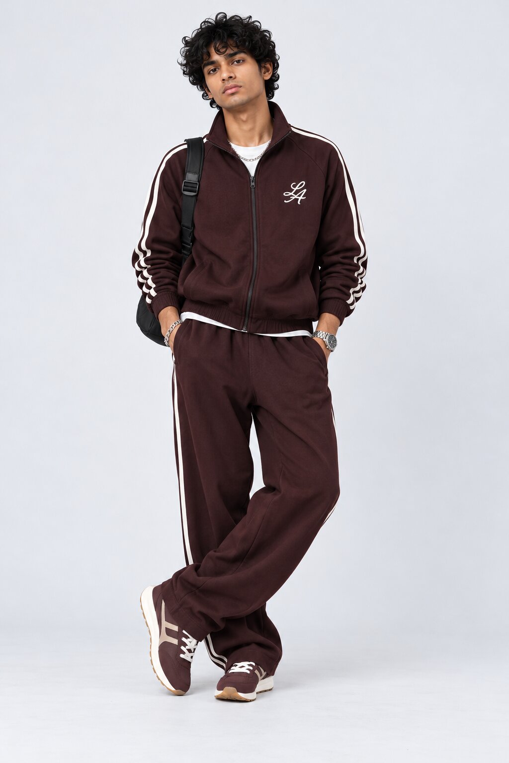 Mens Maroon Raglan Sleeves Regular Fit Jacket - Image 6