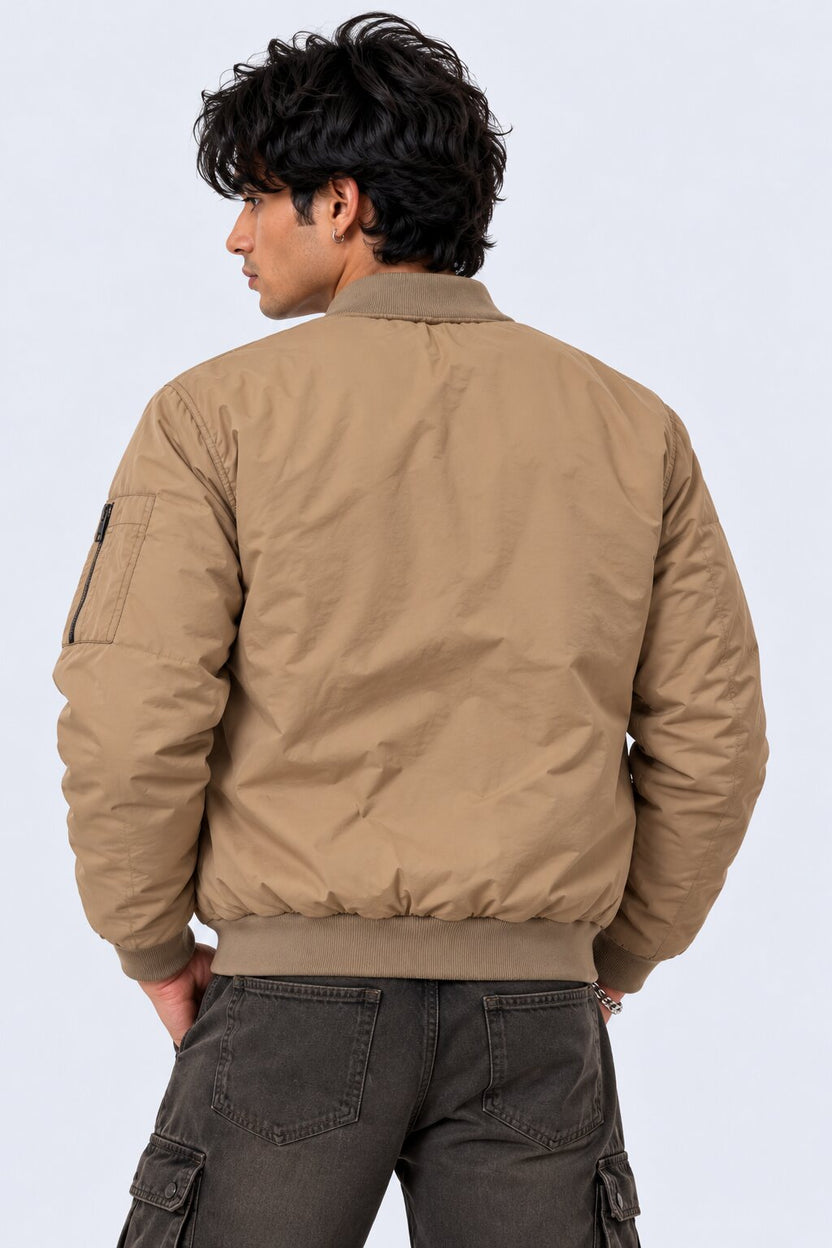 Mens Brown Nylon Blend Regular Fit Jacket - Image 5