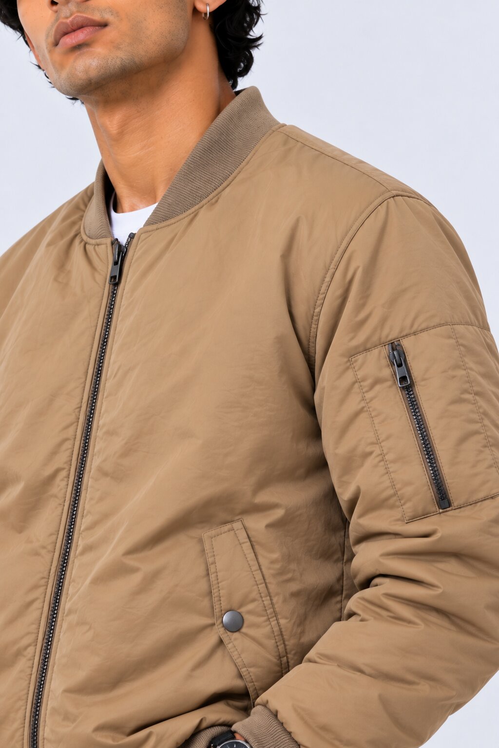 Mens Brown Nylon Blend Regular Fit Jacket - Image 9