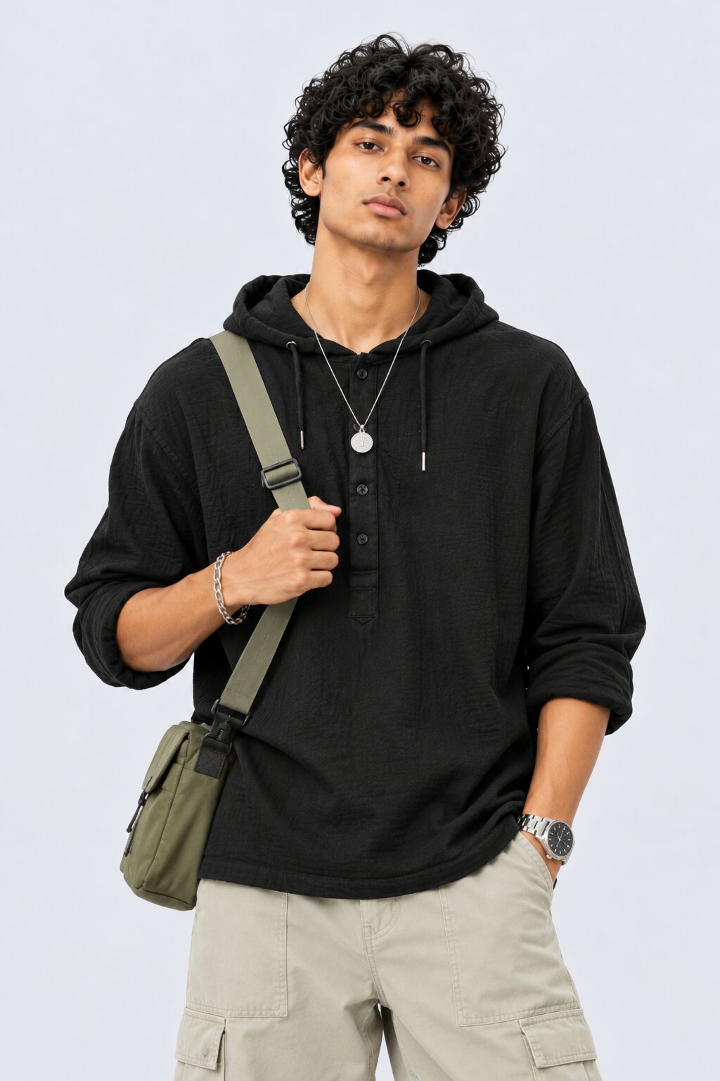 Mens Black Cotton Regular Fit Sweatshirt - Image 1