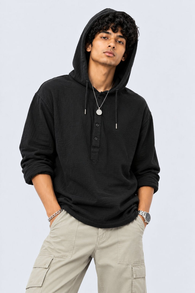 Mens Black Cotton Regular Fit Sweatshirt - Image 2