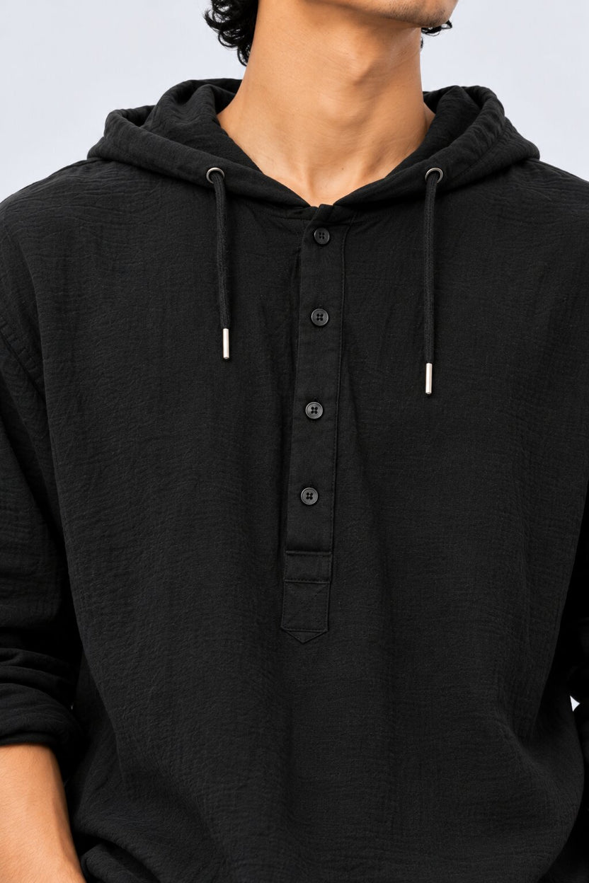 Mens Black Cotton Regular Fit Sweatshirt - Image 3