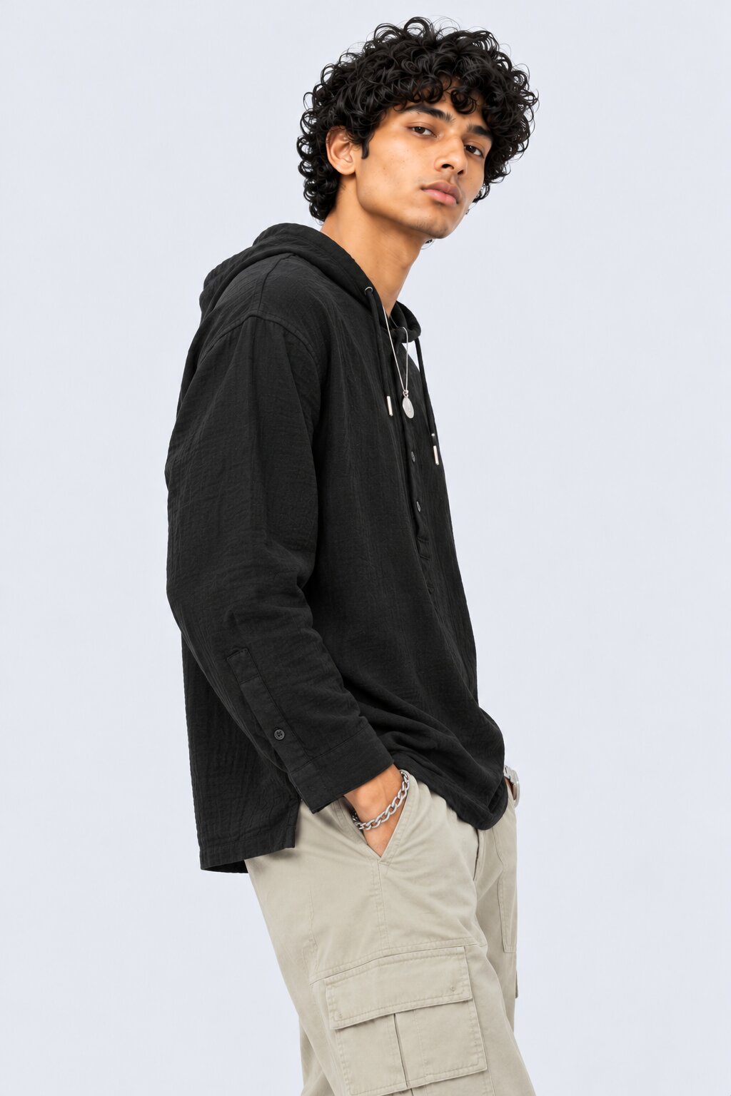 Mens Black Cotton Regular Fit Sweatshirt - Image 4