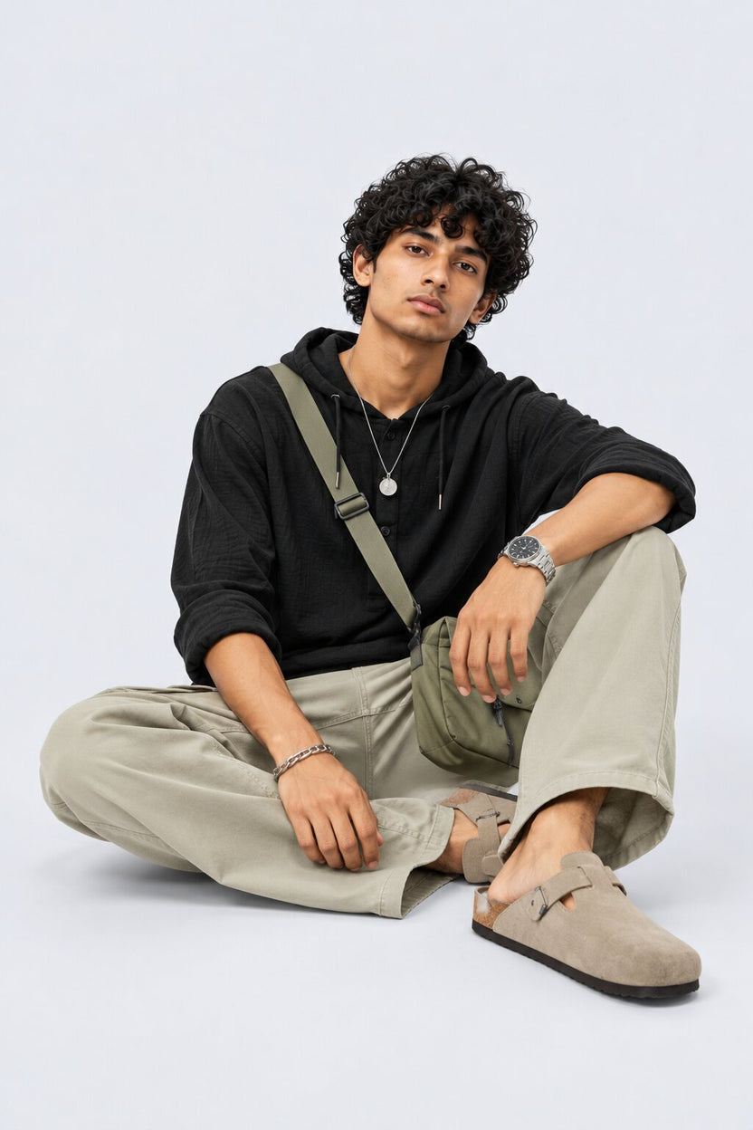 Mens Black Cotton Regular Fit Sweatshirt - Image 6
