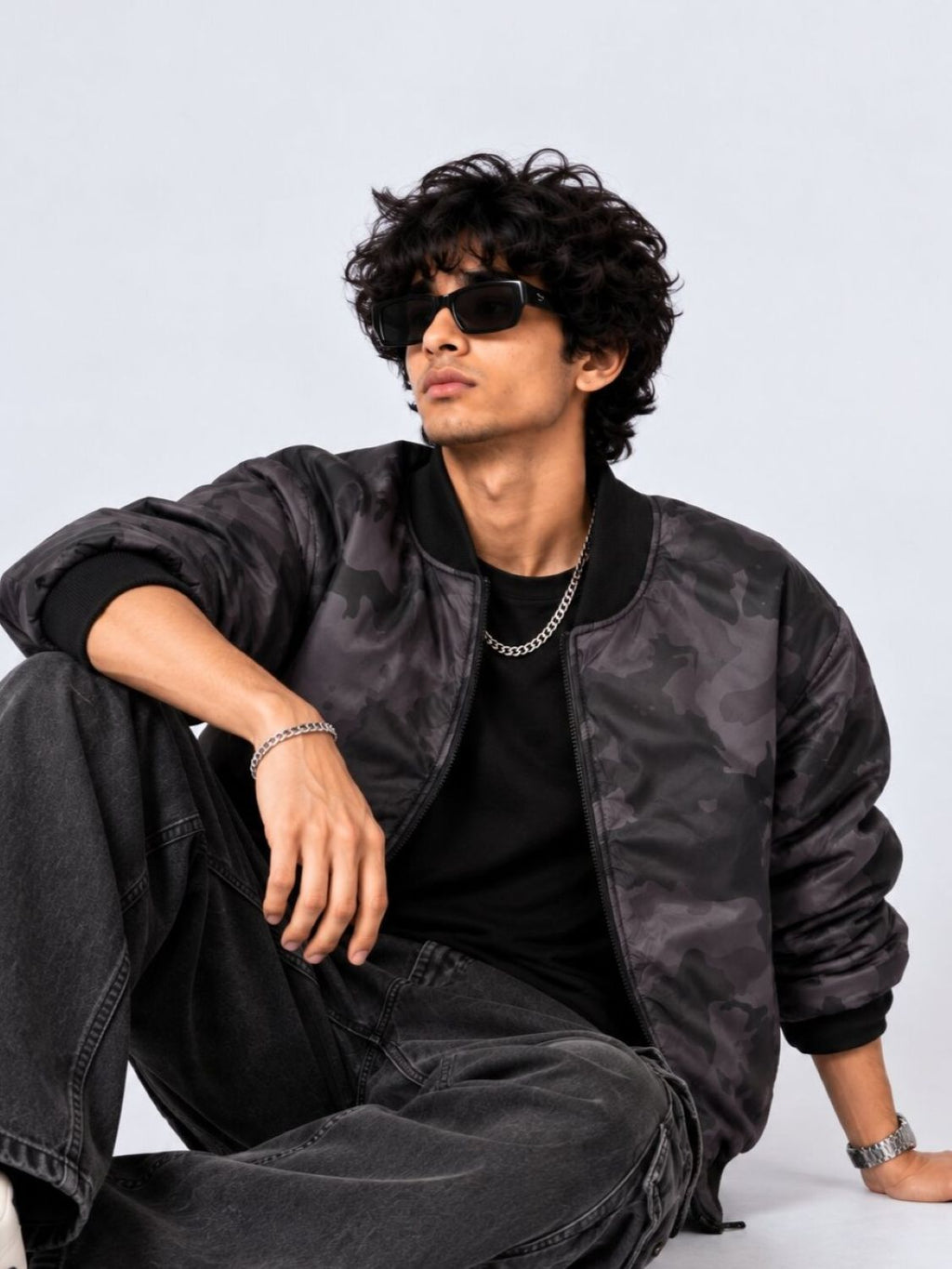 Mens Charcoal Camouflage Regular Fit Jacket - Image 1