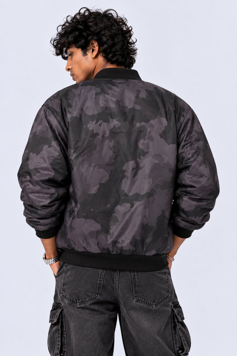 Mens Charcoal Camouflage Regular Fit Jacket - Image 5