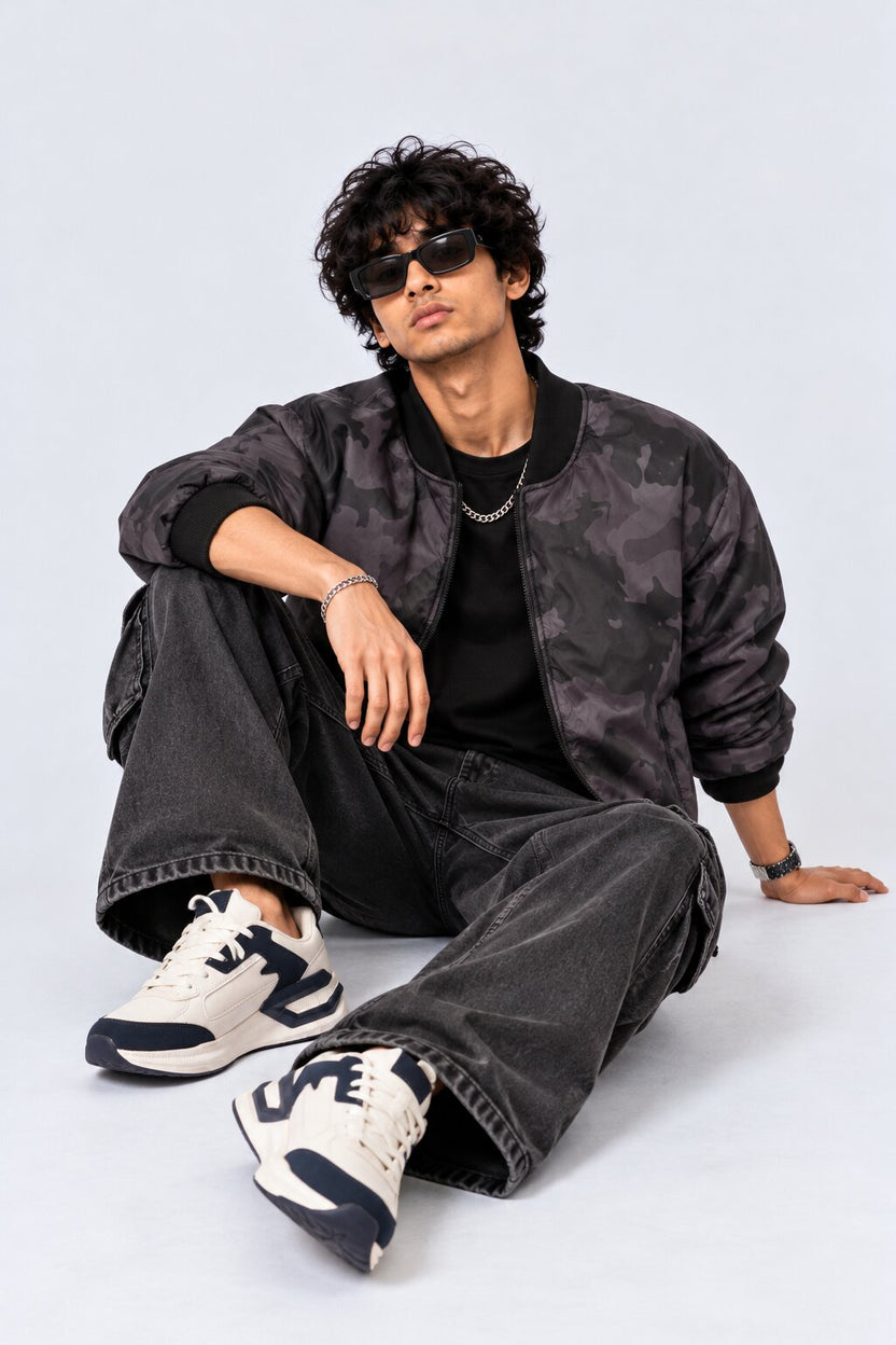 Mens Charcoal Camouflage Regular Fit Jacket - Image 6
