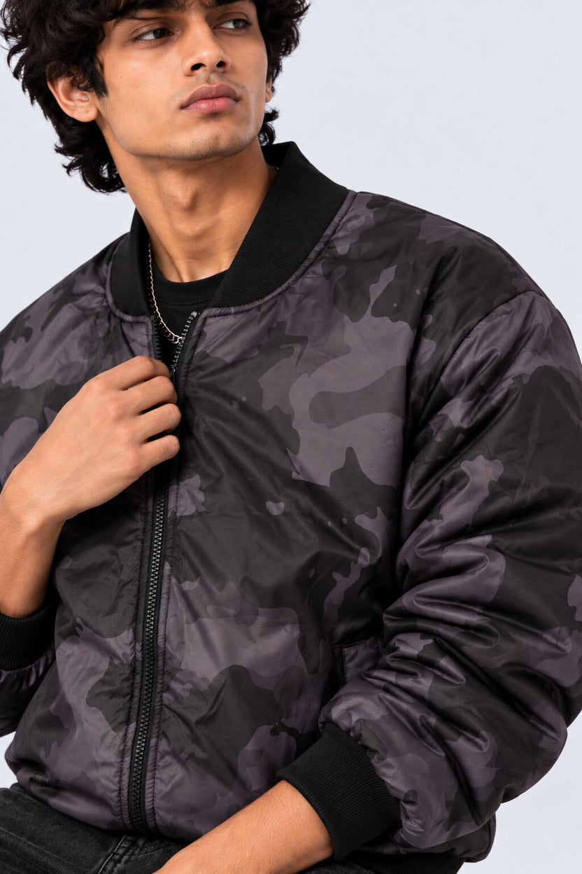 Mens Charcoal Camouflage Regular Fit Jacket - Image 9