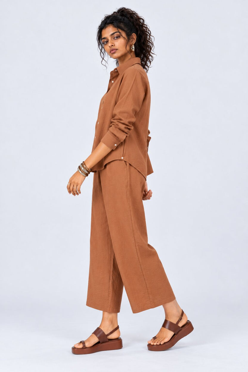 Womens Rust Solid 2 Pcs Co-Ord Set - Image 5