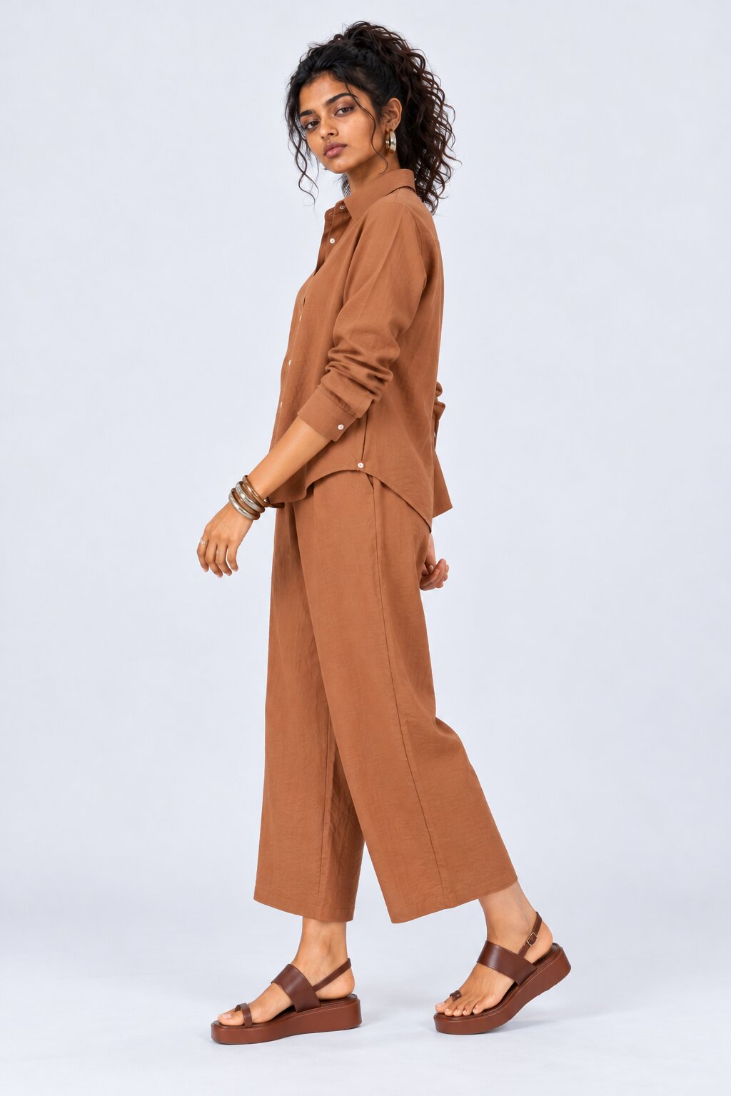 Womens Rust Solid 2 Pcs Co-Ord Set - Image 5