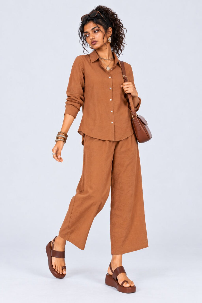 Womens Rust Solid 2 Pcs Co-Ord Set - Image 7