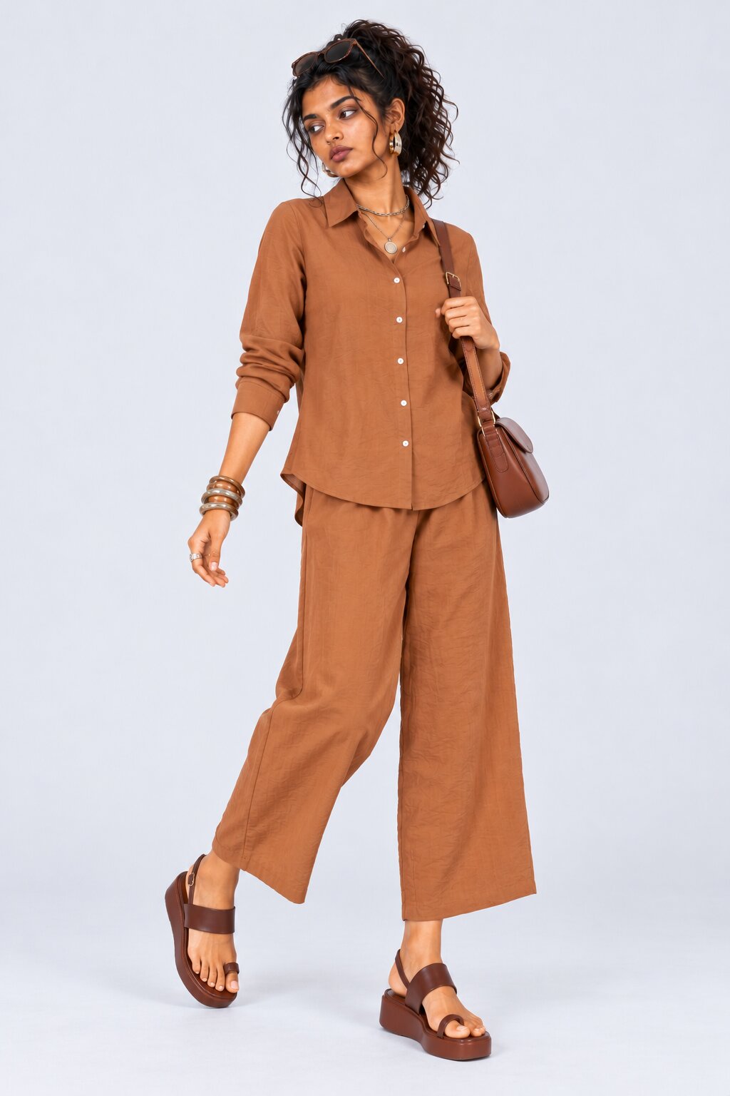 Womens Rust Solid 2 Pcs Co-Ord Set - Image 7