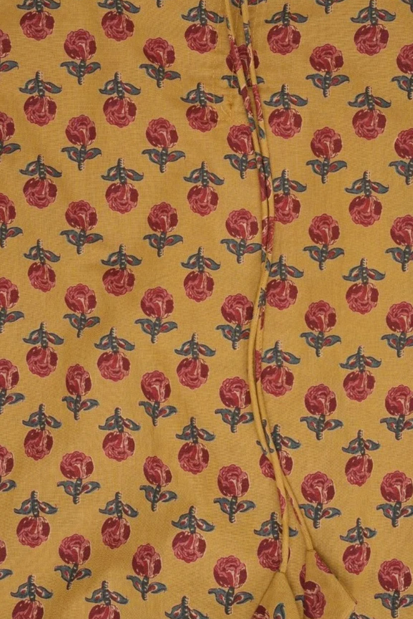 Womens Yellow Floral Printed Tie-Up Tunic - Image 8