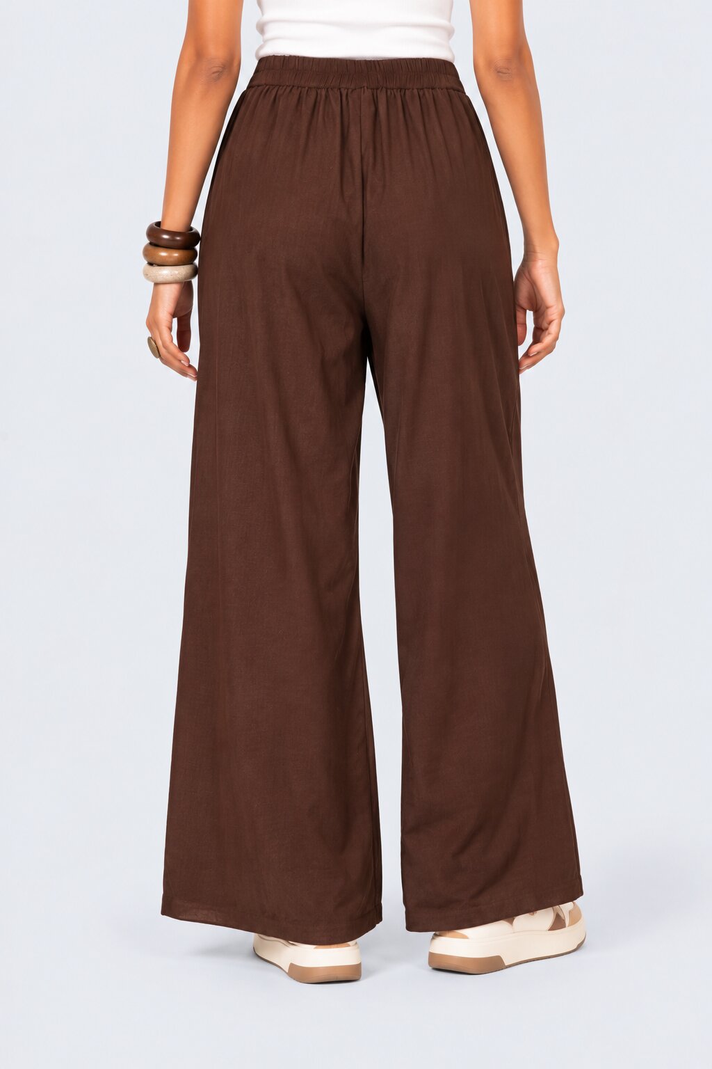 Womens Floral Brown Embroidered Wide Leg Pant - Image 5