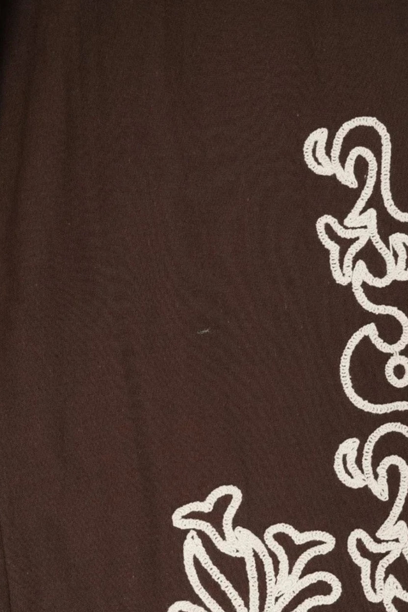 Womens Floral Brown Embroidered Wide Leg Pant - Image 8