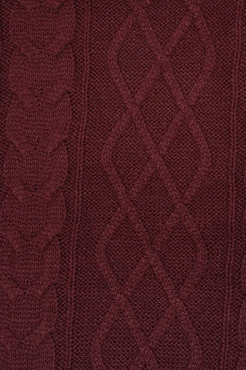 Womens Maroon Cable Knit Pullover Sweater - Image 8